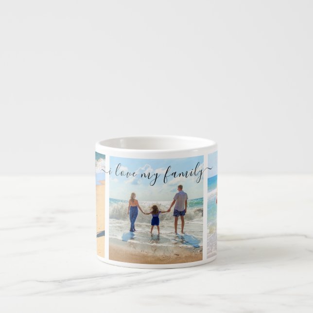 Your Family Photo Collage Espresso Mug with Text (Front)