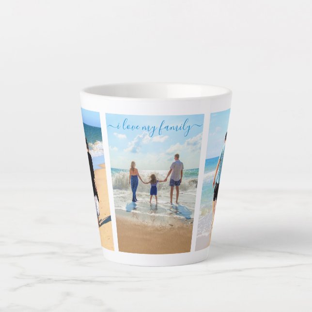 Your Family Photo Collage Latte Mug with Text (Front)