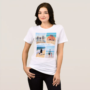 Your Family Photo Collage T-Shirt with Custom Text Tri-Blend Shirt