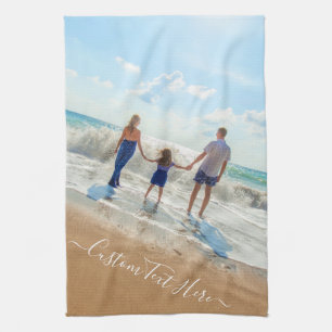 Your Family Photo Kitchen Towel with Custom Text
