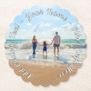 Your Family Photo Paper Coaster Custom Text Name
