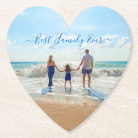 Your Family Photo Paper Coaster with Custom Text