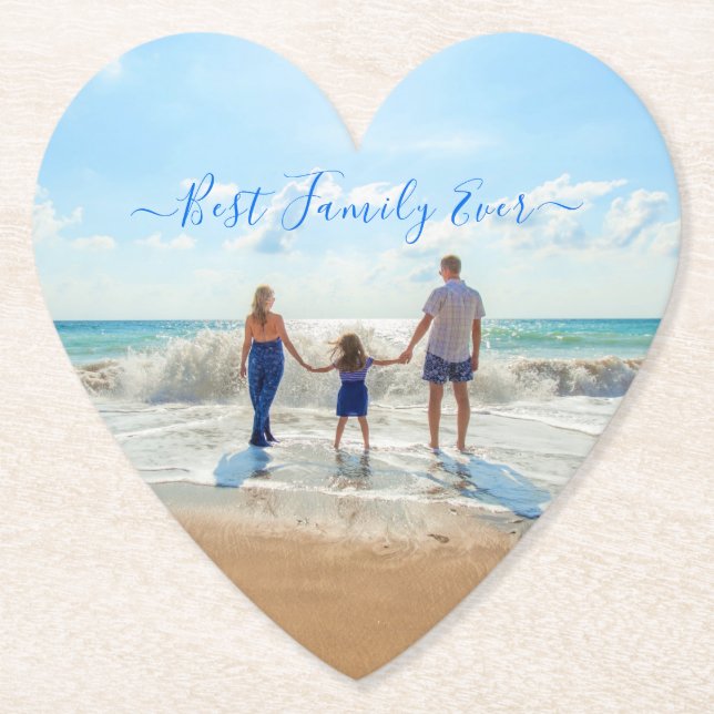 Your Family Photo Paper Coaster with Custom Text (Front)