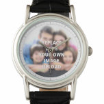 Your Family Photo Printed on a Watch<br><div class="desc">Personal choice of photo on a Watch. Add your own family photograph. Upload your own photograph to replace the placeholder image. It should automatically become circular in shape. Family memento. Photo of your loved one or loved ones that you see each time you check the time.</div>
