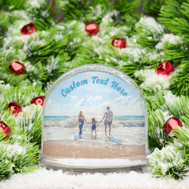 Your Family Photo with Custom Text Personalised Snowglobe (Christmas)