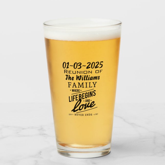 Your Family Reunion Party Souvenir Custom Date Glass (Front Filled)