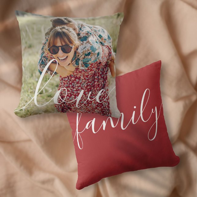 Your Favourite Family Photo Script Love Cushion (Your Favorite Family Photo Script Love Throw Pillow)