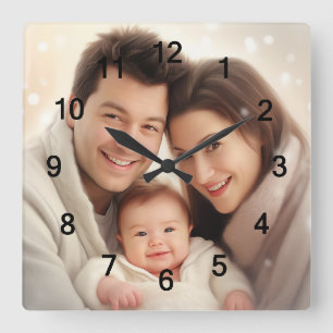 Your Favourite Family Photo wall Square Wall Clock