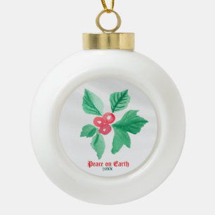  Your favourite Icon Personalised Christmas Holly Ceramic Ball Christmas Ornament