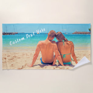 Your Favourite Photo Beach Towel with Custom Text