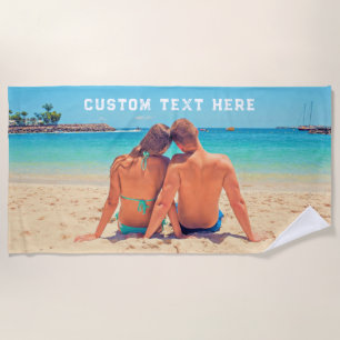 Your Favourite Photo Beach Towel with Custom Text