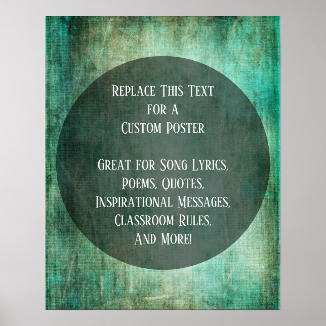 Your Favourite Quote Green Brown Grunge on Circle Poster (Front)