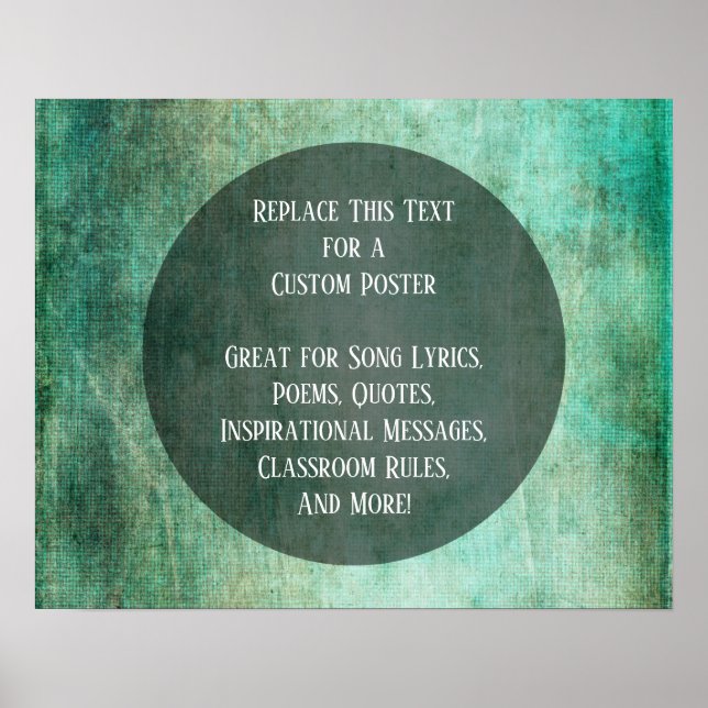 Your Favourite Quote Green Brown Grunge on Circle Poster (Front)
