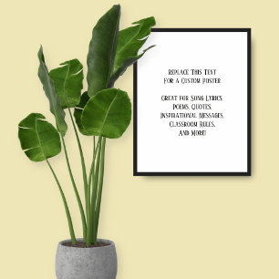 Your Favourite Quote Simple Black on White Poster