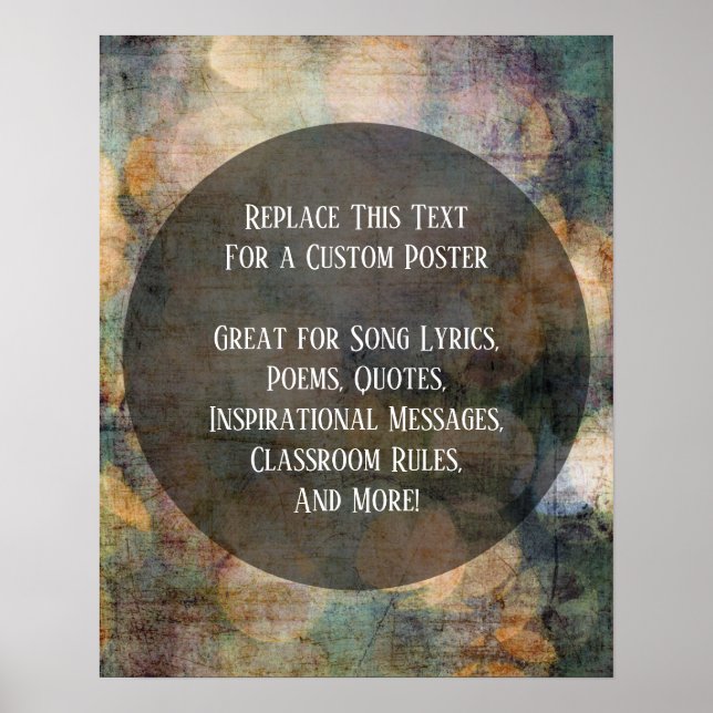 Your Favourite Quote Warm Grunge Artwork Circles Poster (Front)
