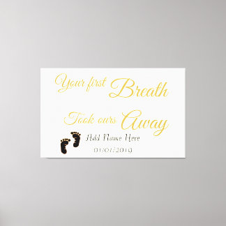 your first breath baby canvas print