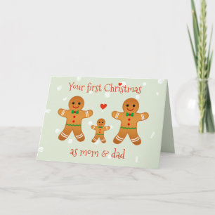 Your First Christmas as Mum & Dad  Gingerbread Men Holiday Card