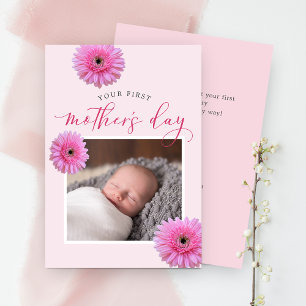 Your First Mother's Day Daisy Photo Flat Card