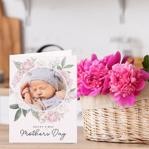 Your First Mother's Day Peony Flowers Photo Card