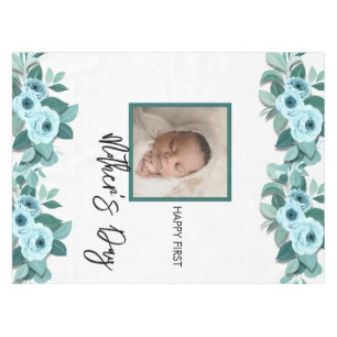Your First Mother's Day Rose Greenery Photo Tablecloth