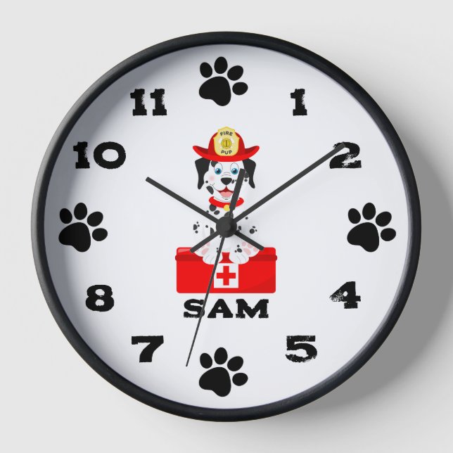 Your Friend, Fire Pup Black Wooden Frame Clock (Front)