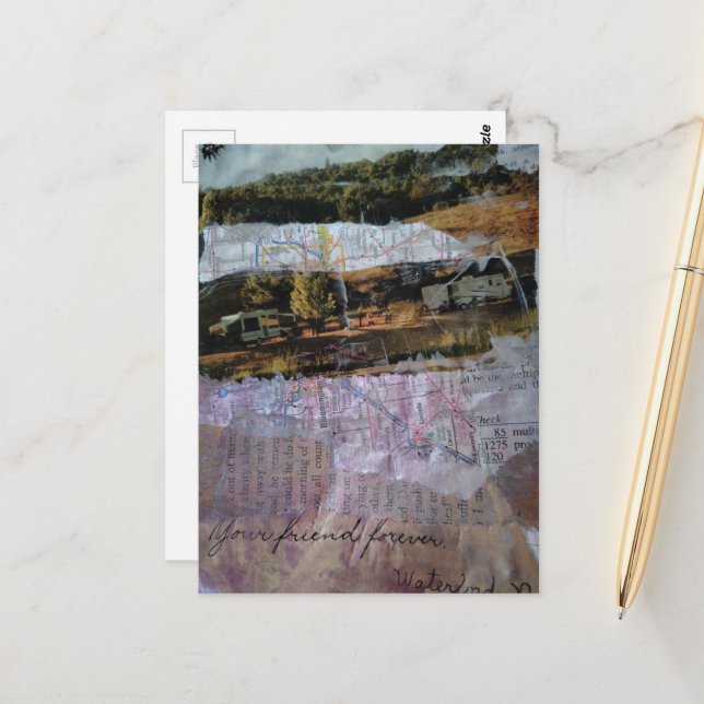 Your Friend Forever mixed media collage Postcard (Front/Back In Situ)