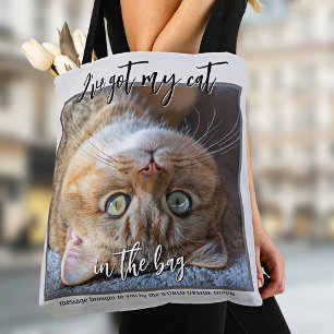 Your Funny Photo Cat in the Bag Tote Bag