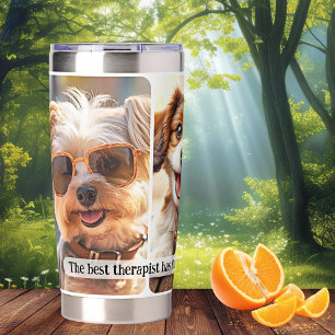 Your Funny Quote 3 Dog Photos Insulated Tumbler