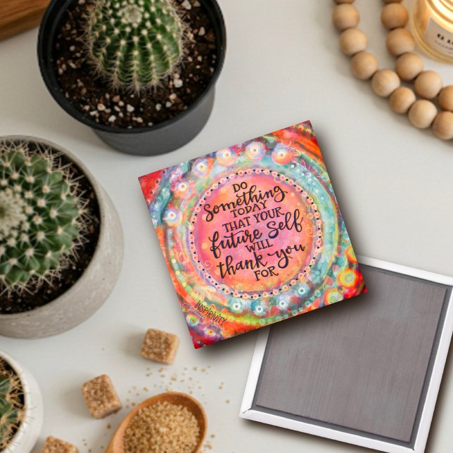 Your Future Self Quote Thank You Pink Pretty Magnet (Creator Uploaded)