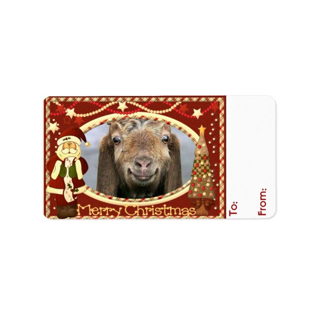 YOUR GOAT PHOTO Goat Christmas Gift Tag (Front)