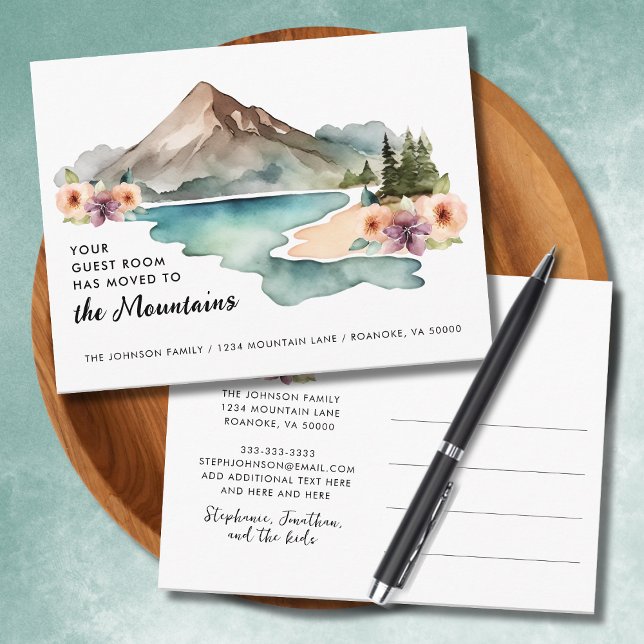 Your Guest Room Has Moved Mountains Moving Announcement Postcard (Your Guestroom Has Moved to the Mountains New Address Announcement Postcard)
