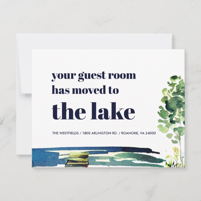 Your Guest Room Has Moved to the Lake New Home Announcement (Front)