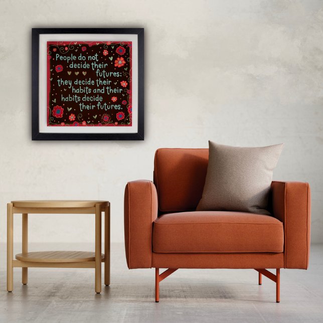 ”Your Habits Become You Quote Floral Inspirivit Poster (Fun inspirational poster by Inspirivity)