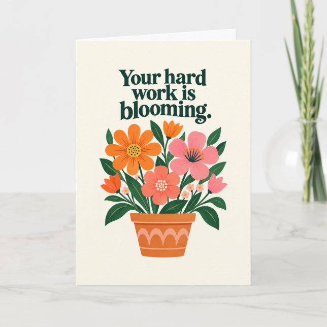 Your Hard Work Is Blooming Promotion Congrats Card (Front)