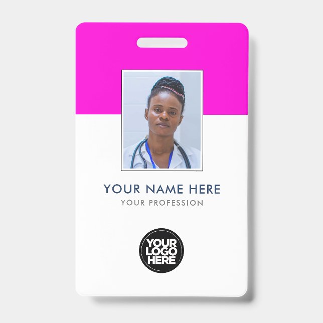Your Health Care Company Logo Photo Clip Name ID Badge (Front)