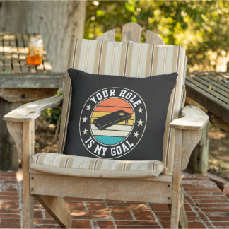 Your Hole Is My Goal Retro Cornhole Player Vintage Cushion