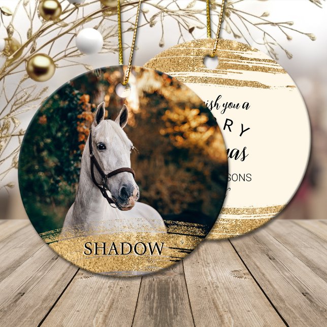 Your horse photo Christmas  Ceramic Tree Decoration (Your horse photo Christmas Ceramic Ornament)