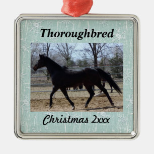 Your Horse Photo with Snowflakes Metal Tree Decoration