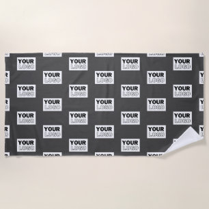 Your Image Design or Business Logo Tiled Grey Beach Towel