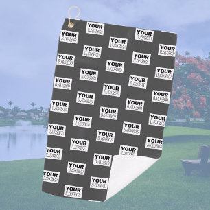 Your Image Design or Business Logo Tiled Grey Golf Towel