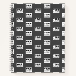 Your Image Design or Business Logo Tiled   Grey Notebook