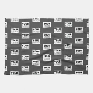 Your Image Design or Business Logo Tiled   Grey Tea Towel
