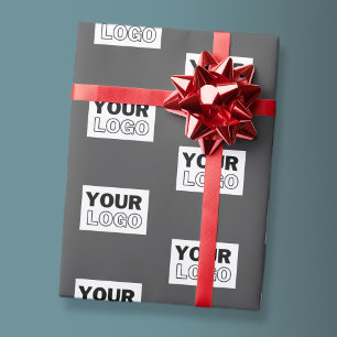 Your Image Design or Business Logo Tiled   Grey Wrapping Paper