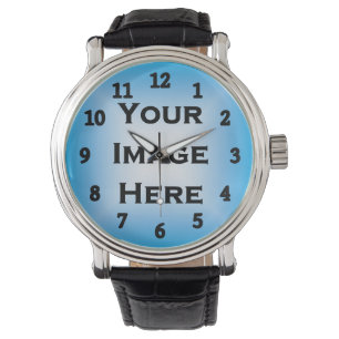 Your Image Large Black Numbers Template Watch