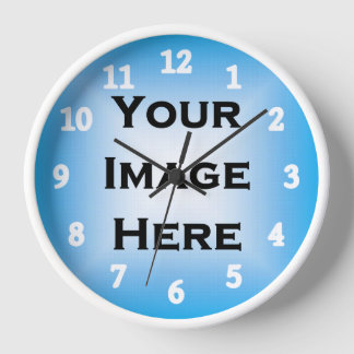 Your Image Large White Numbers Template Clock