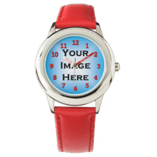 Your Image Red Numbers Template Watch