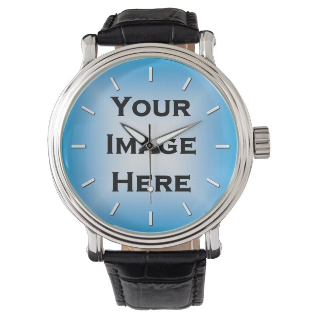 Your Image White Ticks Drop Shadow Template Watch (Front)