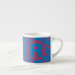 Your Initial Blue Purple Dots Trippy Pattern Girly Espresso Cup