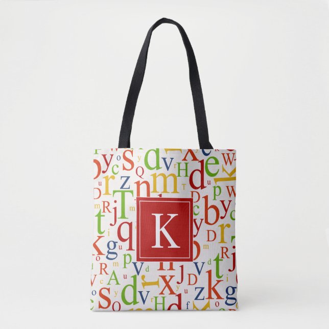 Your Initial | Colourful Alphabet Tote Bag (Front)