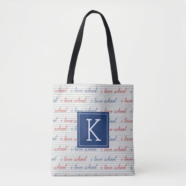 Your Initial | I Love School Tote Bag (Front)